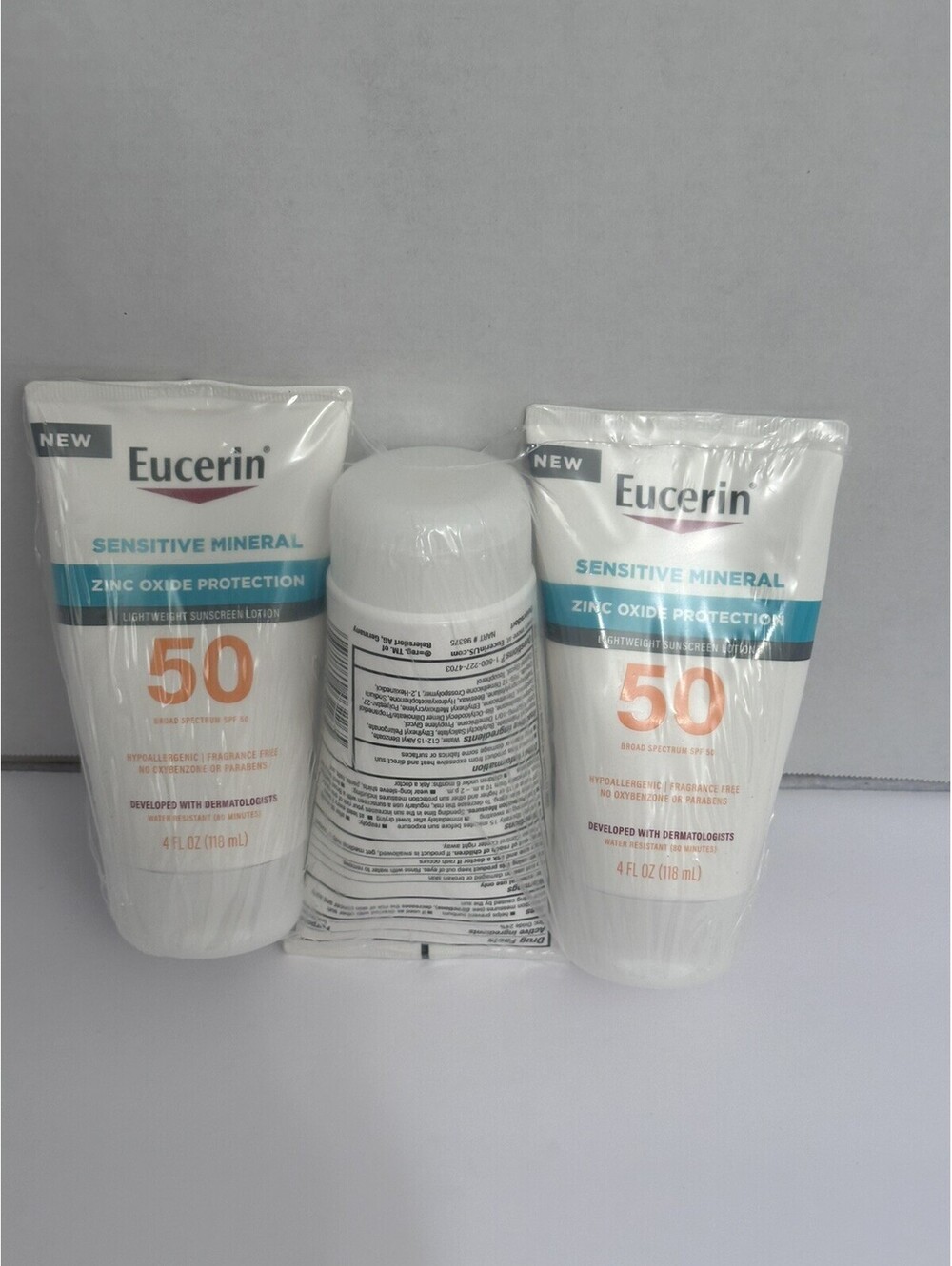 3 Eucerin Sensitive Mineral Lightweight Zinc Oxide SPF 50 Lotion 4 oz exp 2/2024